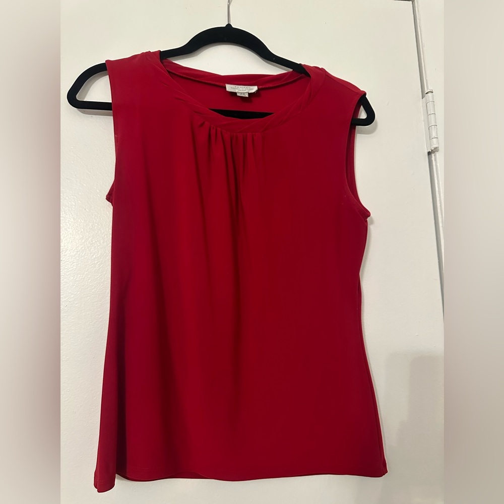 Tahari Vibrant Red Sleeveless Blouse